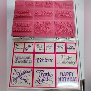 Inkadinkado Rubber Stamp Secrets Set 12 Foam Mount Greetings Holidays Crafts